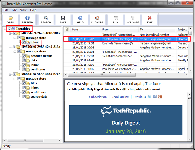 Convert IMM to Outlook screenshot